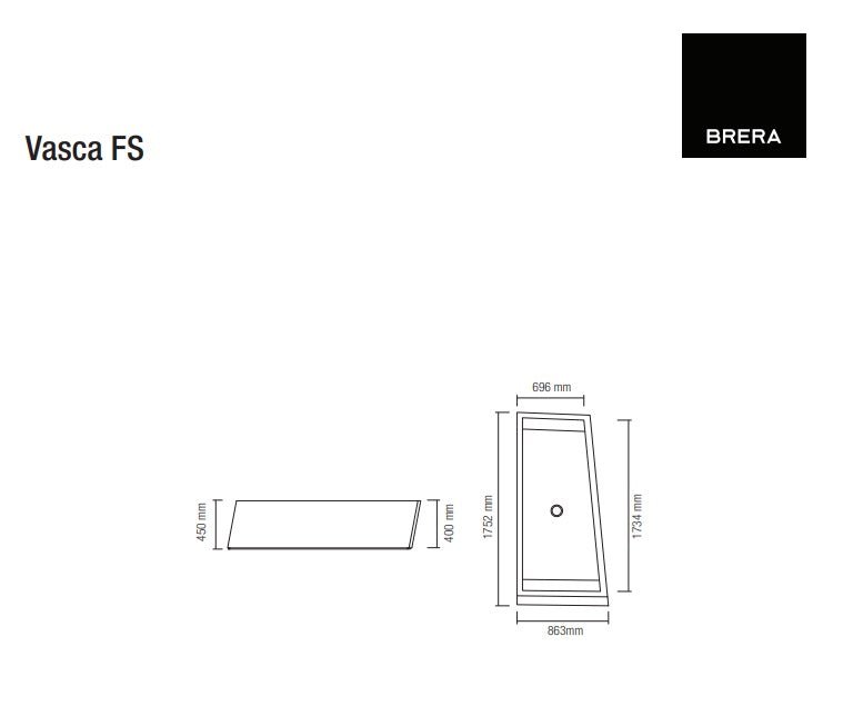 Vasca da Bagno BRERA Fuorisquadra in Betacryl - Dimensioni 175,2x86,3x45 - StileVasca - Vasca Freestanding